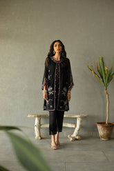 DA-2167 BLACK EMBROIDERED KURTA